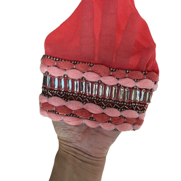 SOFT SURROUNDINGS Coral Pink Ombre V-Neck Long Sleeve Embellished Cuff X-Large - Picture 6 of 8